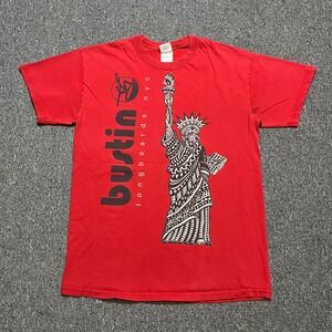 Bustin Longboards NYC Statue of Liberty Graphic T Shirt Men Size M Red